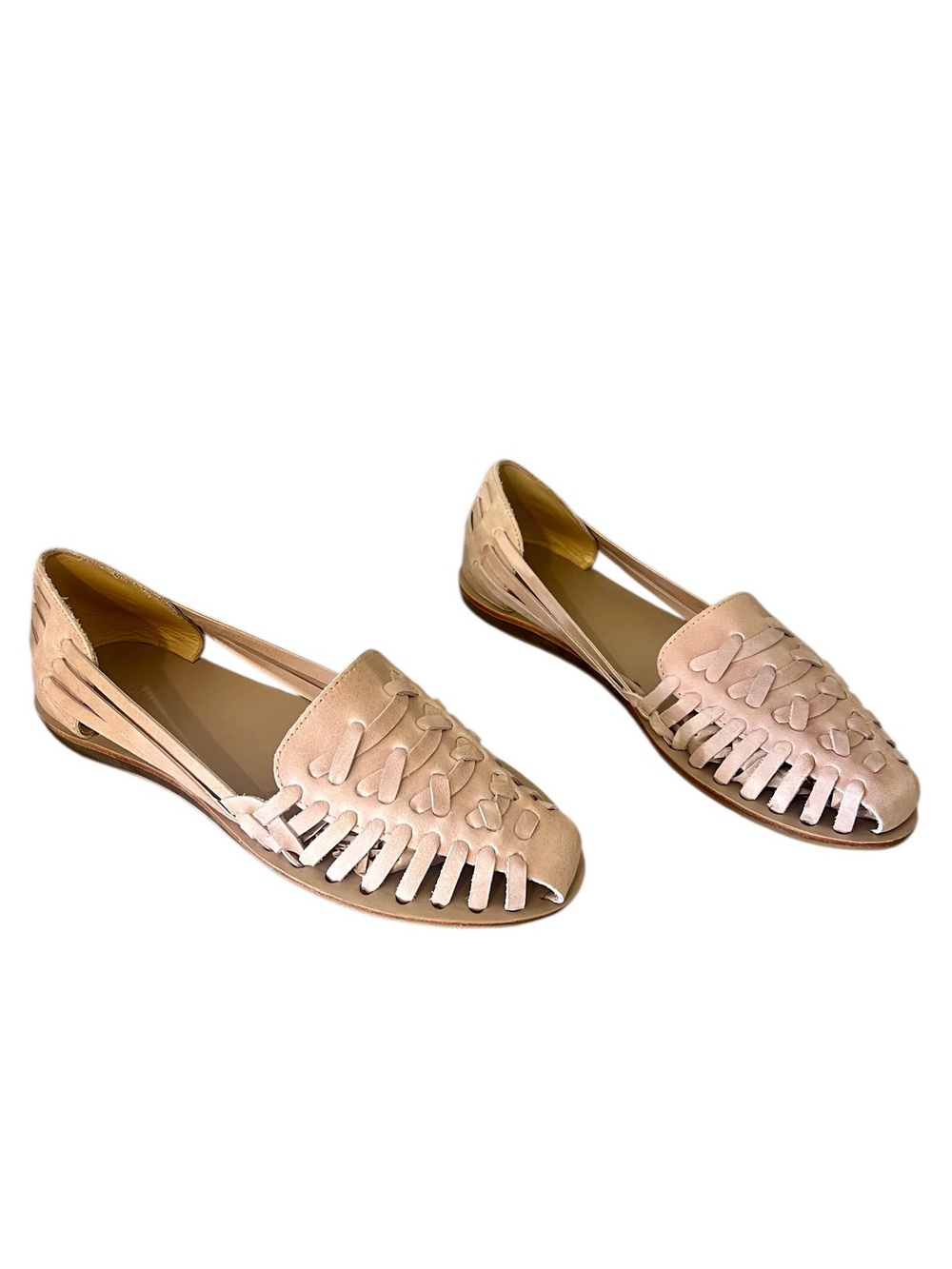 New Nisolo Huarache leather woven sandals size 9.5 cream tan beachy boho resort
